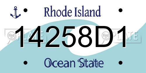 14258D1 Rhode Island License Plate