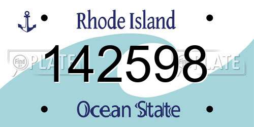 142598 Rhode Island License Plate