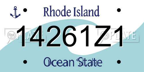 14261Z1 Rhode Island License Plate