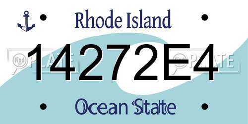 14272E4 Rhode Island License Plate