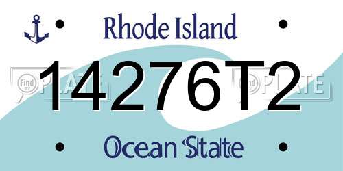 14276T2 Rhode Island License Plate