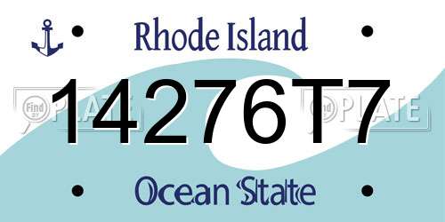 14276T7 Rhode Island License Plate