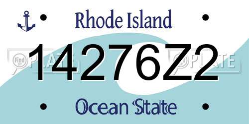 14276Z2 Rhode Island License Plate