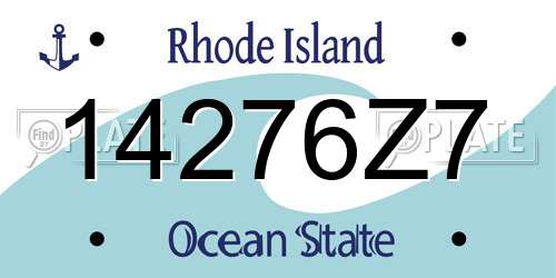 14276Z7 Rhode Island License Plate