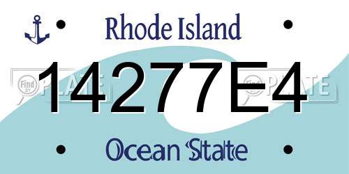 14277E4 Rhode Island License Plate