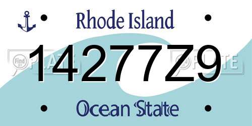 14277Z9 Rhode Island License Plate