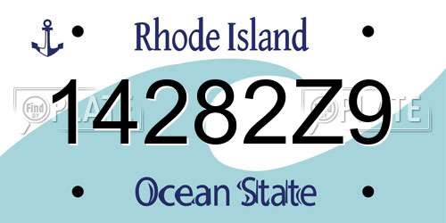 14282Z9 Rhode Island License Plate