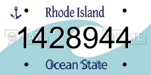 1428944 Rhode Island License Plate