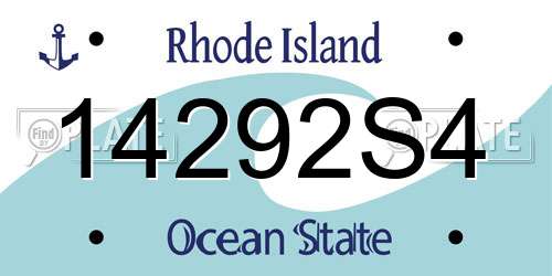 14292S4 Rhode Island License Plate
