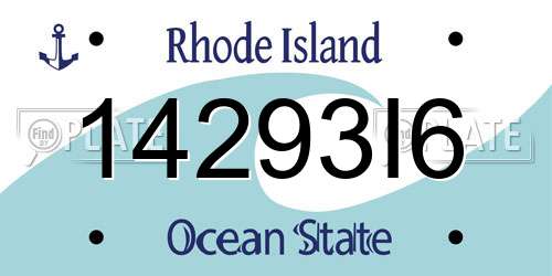 14293I6 Rhode Island License Plate