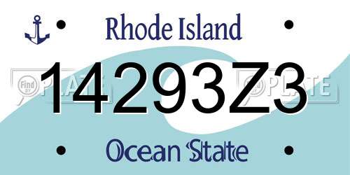 14293Z3 Rhode Island License Plate