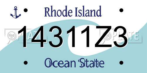 14311Z3 Rhode Island License Plate