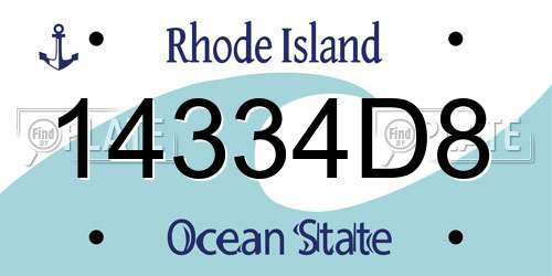 14334D8 Rhode Island License Plate