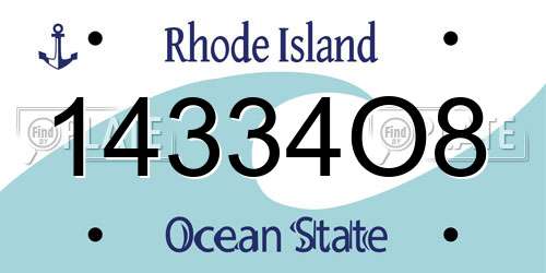 14334O8 Rhode Island License Plate