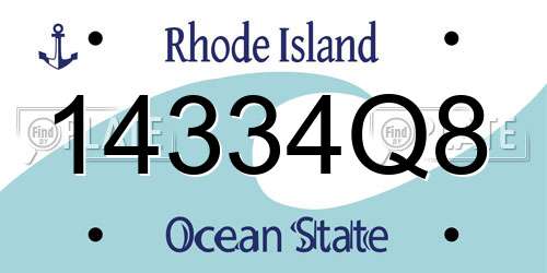 14334Q8 Rhode Island License Plate