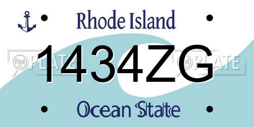 1434ZG Rhode Island License Plate