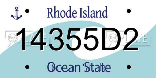 14355D2 Rhode Island License Plate