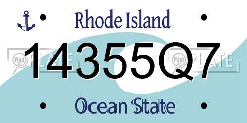 14355Q7 Rhode Island License Plate
