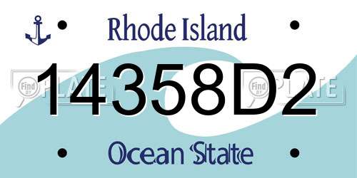 14358D2 Rhode Island License Plate