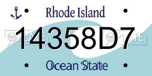 14358D7 Rhode Island License Plate