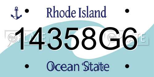 14358G6 Rhode Island License Plate
