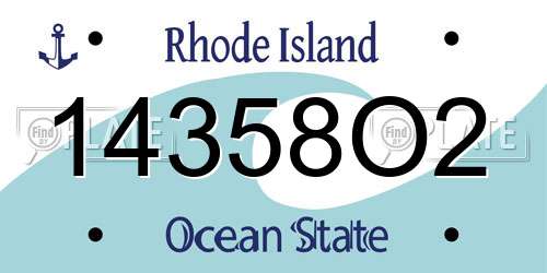 14358O2 Rhode Island License Plate