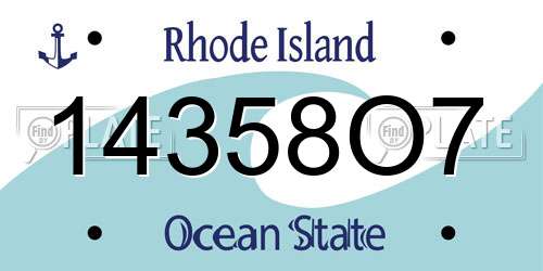 14358O7 Rhode Island License Plate