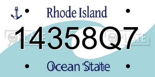14358Q7 Rhode Island License Plate
