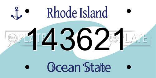 143621 Rhode Island License Plate