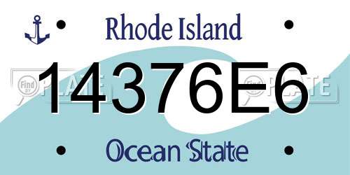 14376E6 Rhode Island License Plate