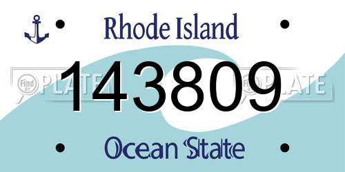 143809 Rhode Island License Plate