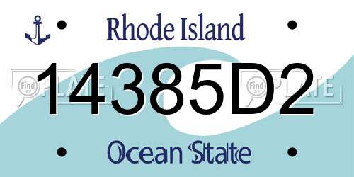 14385D2 Rhode Island License Plate