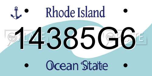 14385G6 Rhode Island License Plate