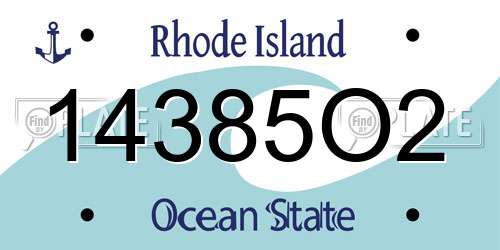 14385O2 Rhode Island License Plate