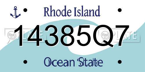 14385Q7 Rhode Island License Plate
