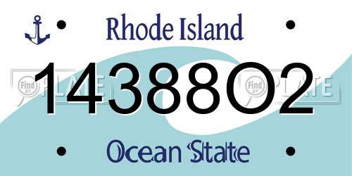 14388O2 Rhode Island License Plate