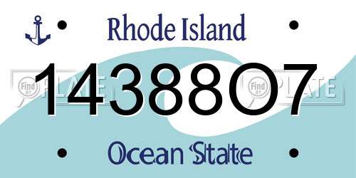 14388O7 Rhode Island License Plate