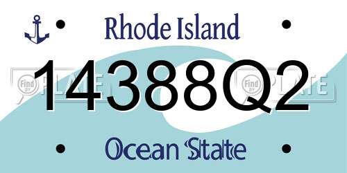 14388Q2 Rhode Island License Plate