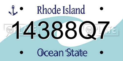 14388Q7 Rhode Island License Plate