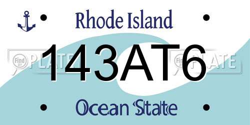 143AT6 Rhode Island License Plate