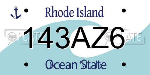 143AZ6 Rhode Island License Plate