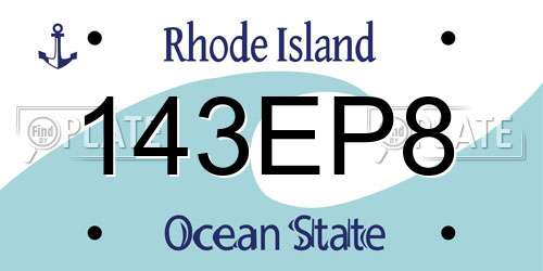 143EP8 Rhode Island License Plate
