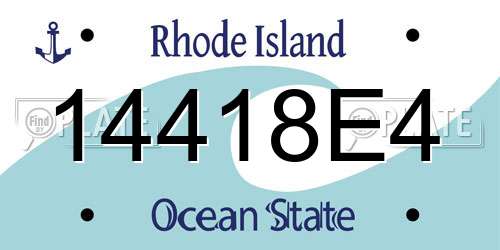 14418E4 Rhode Island License Plate