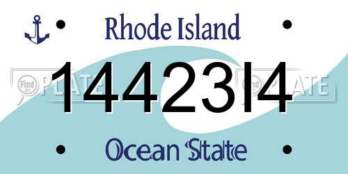 14423I4 Rhode Island License Plate