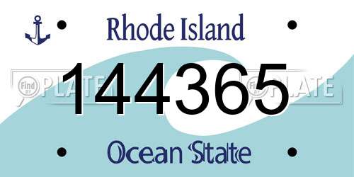 144365 Rhode Island License Plate