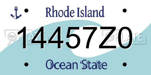 14457Z0 Rhode Island License Plate