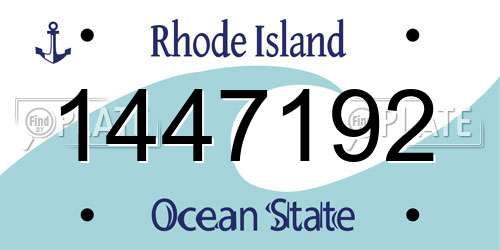 1447192 Rhode Island License Plate
