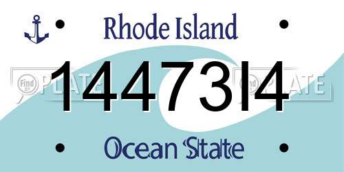 14473I4 Rhode Island License Plate