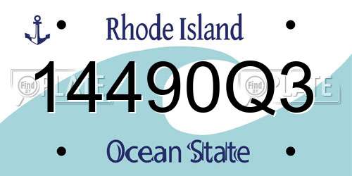 14490Q3 Rhode Island License Plate