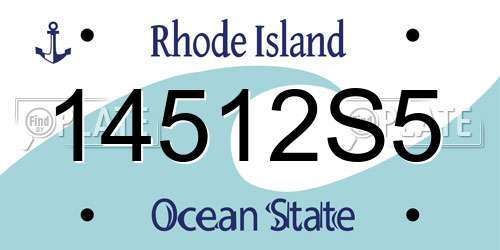 14512S5 Rhode Island License Plate